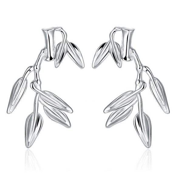 New Products Hot Sale Lucky Bamboo Silver Plated Earrings for Valentine's Day
