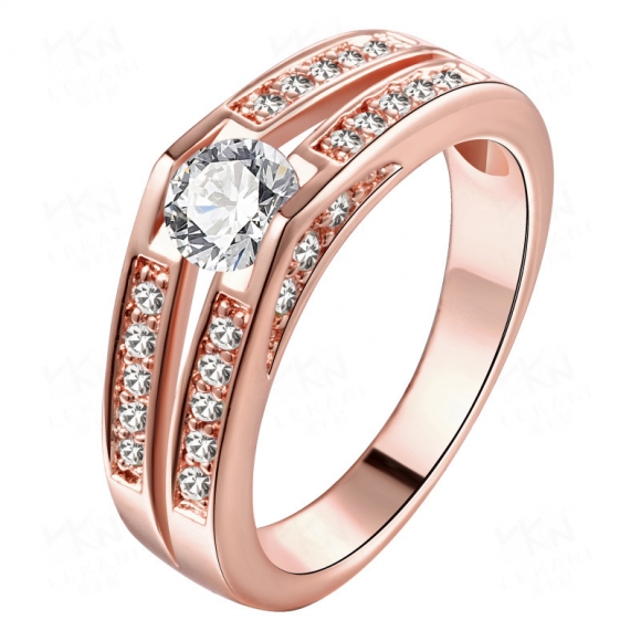 New Design Gold Plated Zircon Hit Double Ms Ring Women Rings