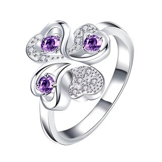 Four Flower Ring Purple Zirconia Women's Cheap Rings Ladies and Girls Jewelry For Female Engagement Wedding