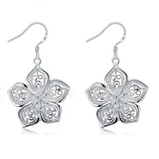 High Quality Silver plated Beautiful Flower Earrings Fashion Jewelry Christmas gifts