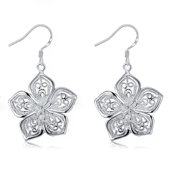 High Quality Silver plated Beautiful Flower Earrings Fashion Jewelry Christmas gifts