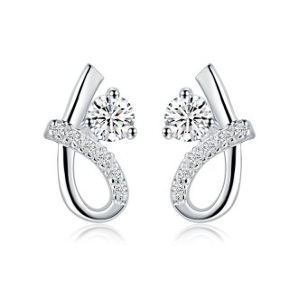 Top Popular Fashion Zircon Earring Girls 925 Silver Jewelry Woman Earings Accessories Wedding Stud Earrings