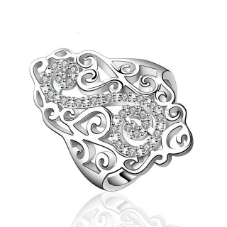 Geometric Zircon Simple Ring Geometric Ring Office Silver Plated & Zirconia Gift Women Dress Accessories