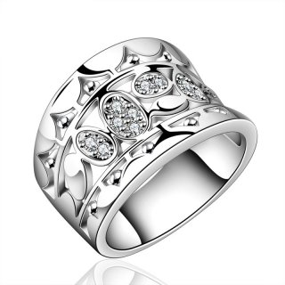 Ring Silver Plated Ring Silver Inlaid Zircon Ring Women's Trendy Jewelry Wholesale