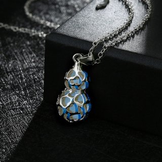 Hot Gourd-shaped Hollow Luminous Necklace 925 Sterling Silver Pendant YGN048