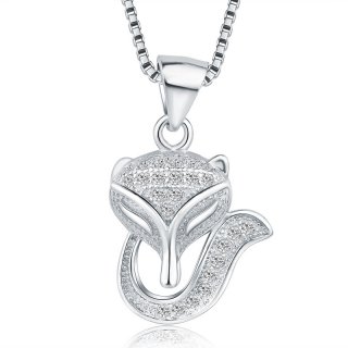 Fox Pendant 925 Sterling Silver Fashion Necklace for Women W114