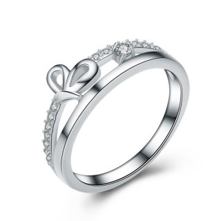 Creative Bow Ring 925 Sterling Silver Fashion Ring for Women E054