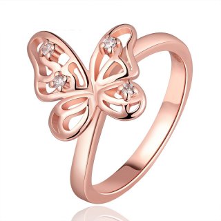 Fashion Butterfly Ring 18K Rose Gold Jewelry Ring for Women LKN18KRGPR682
