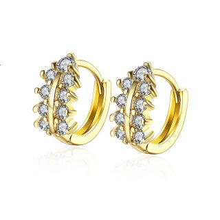 Top-selling Gold Plated Elegant Earring White Cubic Zirconia Color Leaf Design Romantic Clip Earrings for Young Lady