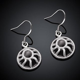 Foreign Hot Paint Are Round Silver Earrings Round Dangle Earrings Casual Silver Plated Women Girls LKNSPCE610