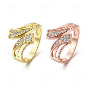 Family Ring Trendy Unique Geometric Design Inlaid Diamond Rose Gold Plated Adjustable Rings Fashion for Women KZCR227