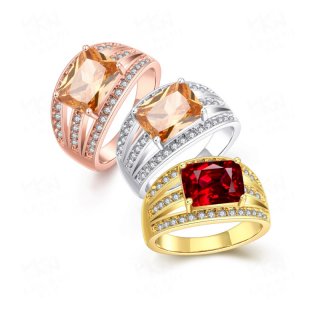 New Fashion Luxury Cubic Zircon Diamond Yellow/Rose/White Gold Plated Engagement Rings Jewelry for Women