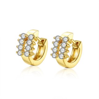 High Quality Yellow Gold plated Diamond Clip Earrings Wedding Gift for Woman Fashion Jewelry AKE148