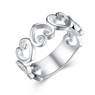 Heart Rings New Design Romantic Hollow Love Hearts Shaped Silver Plated Ring Latest Classy Style Jewelry for Women Wedding Party