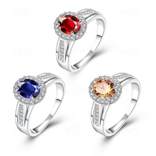 Hot Sale 925 Sterling Silver Wedding Rings Crystal Sapphire Ruby-jewelry Punk Rock Style For Women