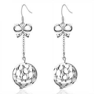 New Spherical Silver Earring Modelling Geometric Dangle Earrings Casual Silver Plated & Zirconia for Women CE572