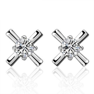 Top Fashion Cross Earrings Silver Plated with Cubic Zirconia Cross Wedding Stud Earrings Jewelry for Women CE587
