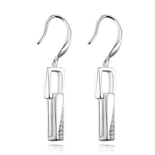 Geometric Silver Earrings Zircon Trade Geometric Dangle Earrings Office Silver Plated & Zirconia for Women CE440