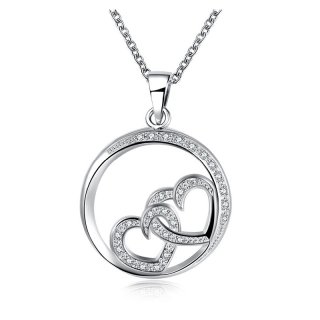 New Fashion Silver Jewelry 925 Sterling Silver Plated Cubic Zirconia Round Pendant Necklace For Lady CN850