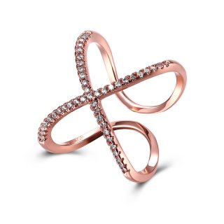 Fashion Jewelry Trendy X Design Top Grade Rings Rose Gold & Platinum Plated Adjustable Rings for Women GPR851
