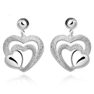 Fashion Silver Earrings Heart Stud Earring Casual Silver Plated for Women CE556