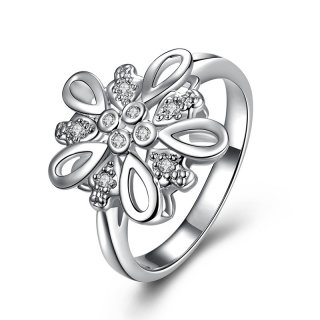 New Promotional Silver plated Fashion Classic Charm Crystal CZ Engagement Ring for Women SPR060