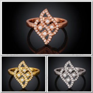 Platinum Plated Rings Fashion Style Brilliant Cut CZ Diamond Engagement Ring KZCR038 For Women