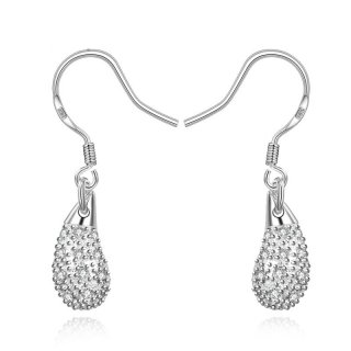 Hot Sale Teardrop Shape Silver Earrings Water Drop Dangle Earrings Silver Plated & Zirconia for Women