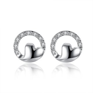 Cute Heart Ruond Shaped Earrings Inlaid Cubic Zircon Earrings Fashion Jewelery for Women