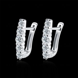 New Fashion Jewelry Simulated Platinum Earings Gold Plated Earrings For Women Trendy Crystal Stud Earrings