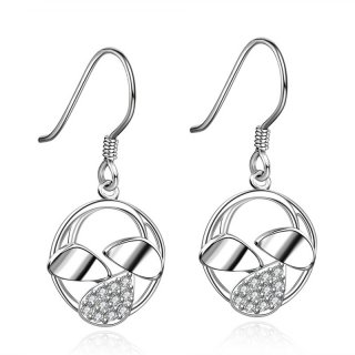 Dangle Earrings for Women White Gold Plated CZ Diamond Jewelry Zircon Round Boucle Wedding Earring for Women
