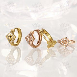 Elegant Jewelry Gold Plated Hoop Earrings Star Shaped Pave Setting Brilliant Cut CZ Diamond Earring For Ladies