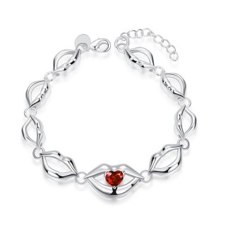 Fashion Jewelry Charm Lips Bracelet Women Unique Silver Plated Bracelets Free Shipping for Women