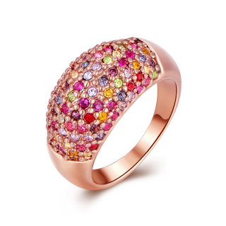 New Arrival Fashion Rose Gold Plated Multicolors With Full Crystals Rhinestone Wedding Rings For Women