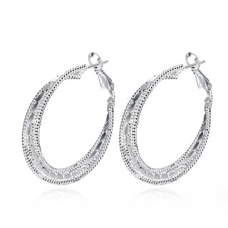Fashion Jewelry Hot Sale Punk Style Triple Circle Round Silver Plated Hoop Earrings for Women Party
