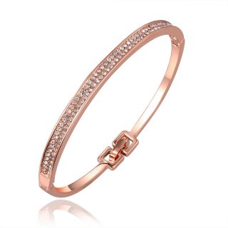 High Quality Rose Gold plated Bling Crystal Cuff Bracelet Shiny Rhinestone Wristband Hand Chain Bangle Jewelry for Women