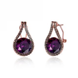 New Arrival Fashion Jewelry Elegant Earrings Purple Glass Stud Earring For Hot Lady