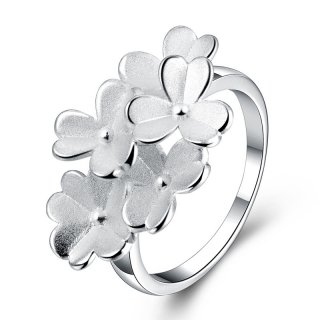 New Fashion Silver Plated Rings Jewelry European Popular Frosted Flowers Ring for Women
