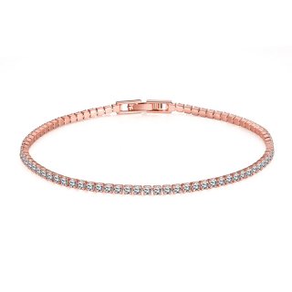 Fashion Rose Gold Simple Geometric Zircon Crystal Bracelets Promotion Chic Single Row Bracelet for Women