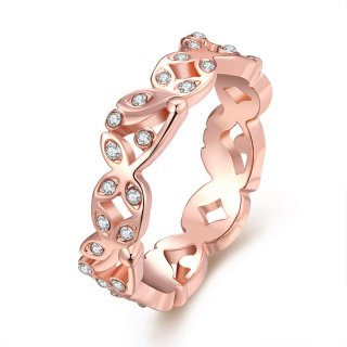 Cute Hollow Flower Engagement CZ Zircon Ring Love Jewelry Rose Gold Plated Wedding Rings for Women