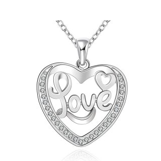 High Quality Heart Pendant Necklace Hiphop 925 Sterling Silver & Zirconia Fashion Love Zircon Necklace for Women