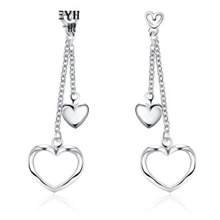 Fashion Double Heart Drop Earrings For Women LKNSPCE651