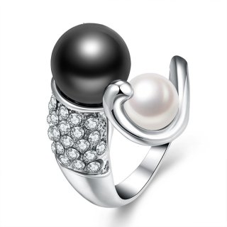 Pearl Ring 925 Sterling Silver Diamond Ring for Women AKR051