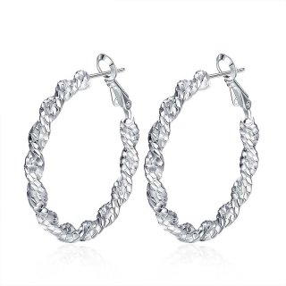 Fashion Classic Circle Silver Earrings For Women LKNSPCE726