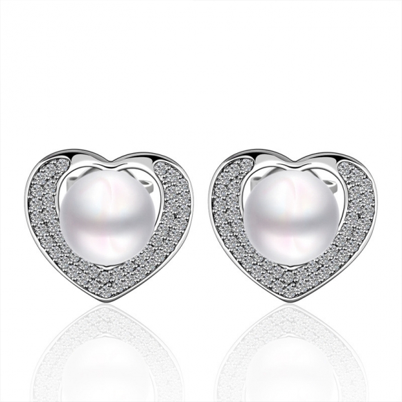 Simple Pearl Diamond Earrings For Women LKNPLE038