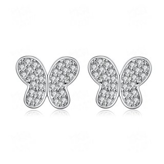 White Cubic Zirconia Stud Earrings For Women SPE011