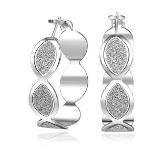 New Arrival Water Hoop Silver Earrings For Women LKNSPCE480