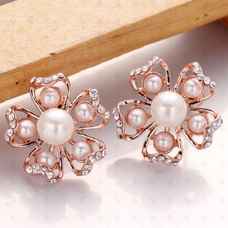Pearl Earring With Crystal Zircon Earrings For Women LKN18KRGPE991