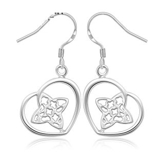 Classic Heart Shaped Silver Earrings For Women LKNSPCE358