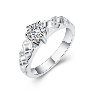 Simple Design Diamond Silver Ring for Women LKNSPCR197